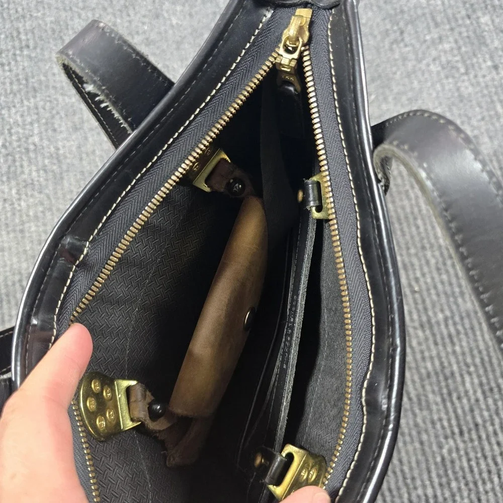 Vintage Dooney & Bourke Tote Bag‎ Womens Black Perforated Leather Made in USA